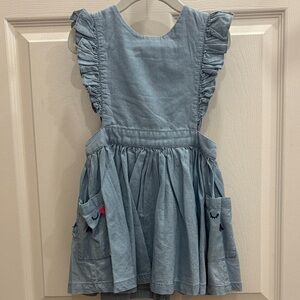 Catimini Blue Ruffled Denim Dress girls 3/3T